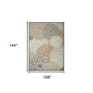 9' X 12' Gray And Ivory Indoor Outdoor Area Rug
