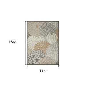 10' X 13' Gray And Ivory Indoor Outdoor Area Rug