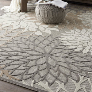 10' X 13' Gray And Ivory Indoor Outdoor Area Rug