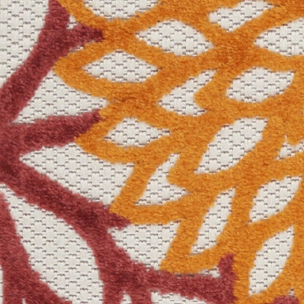 6' Red And Ivory Indoor Outdoor Runner Rug