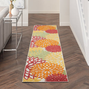 10' Red And Ivory Indoor Outdoor Runner Rug
