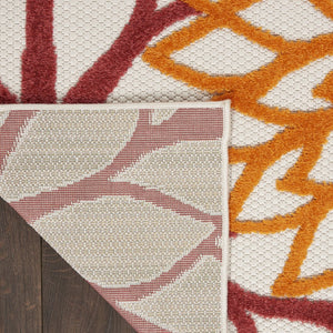 10' Red And Ivory Indoor Outdoor Runner Rug