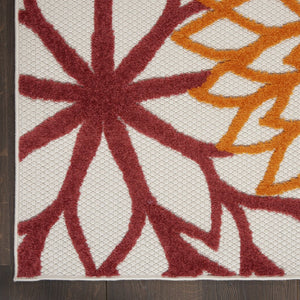 8' Red And Ivory Indoor Outdoor Runner Rug