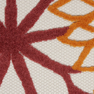 8' Red And Ivory Indoor Outdoor Runner Rug