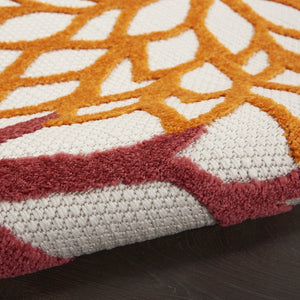 8' Red And Ivory Indoor Outdoor Runner Rug