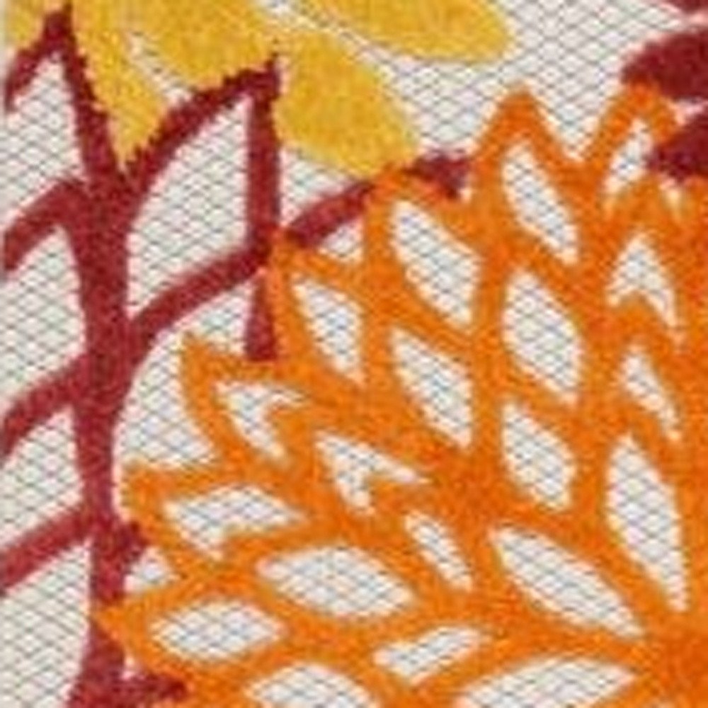 8' Red And Ivory Indoor Outdoor Runner Rug