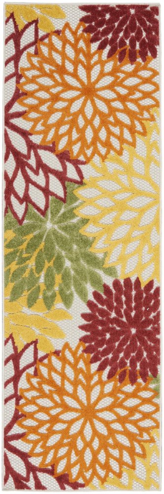8' Red And Ivory Indoor Outdoor Runner Rug