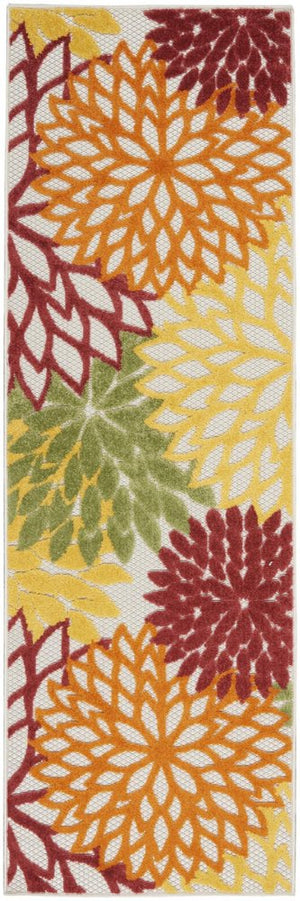 8' Red And Ivory Indoor Outdoor Runner Rug