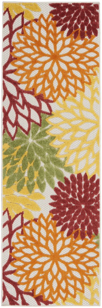 8' Red And Ivory Indoor Outdoor Runner Rug