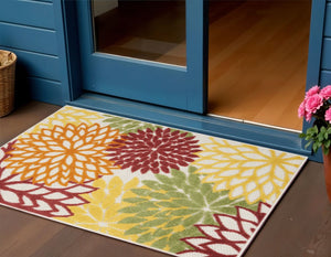 3' X 4' Red And Ivory Indoor Outdoor Area Rug