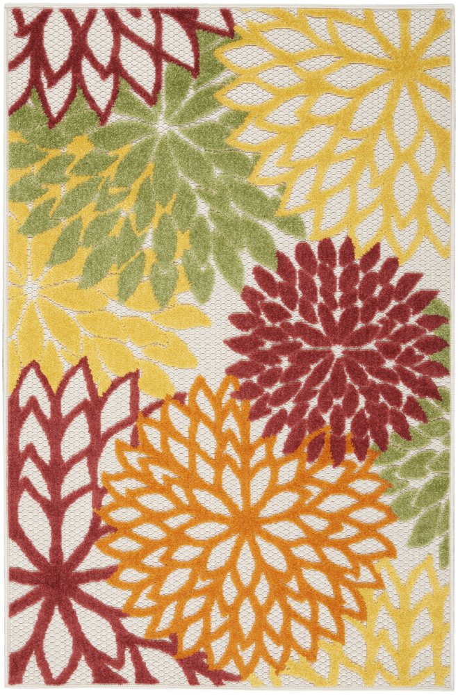 3' X 4' Red And Ivory Indoor Outdoor Area Rug