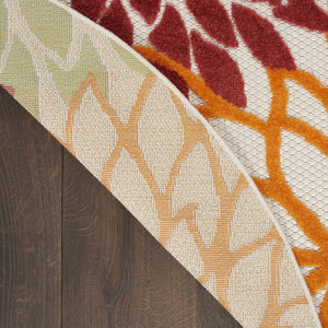 8' X 8' Red And Ivory Indoor Outdoor Area Rug