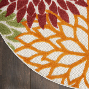 8' X 8' Red And Ivory Indoor Outdoor Area Rug