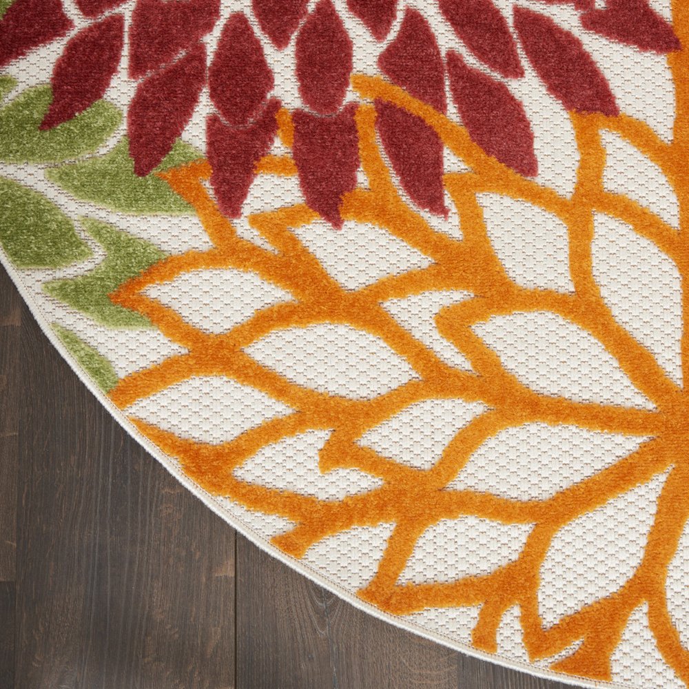 8' X 8' Red And Ivory Indoor Outdoor Area Rug