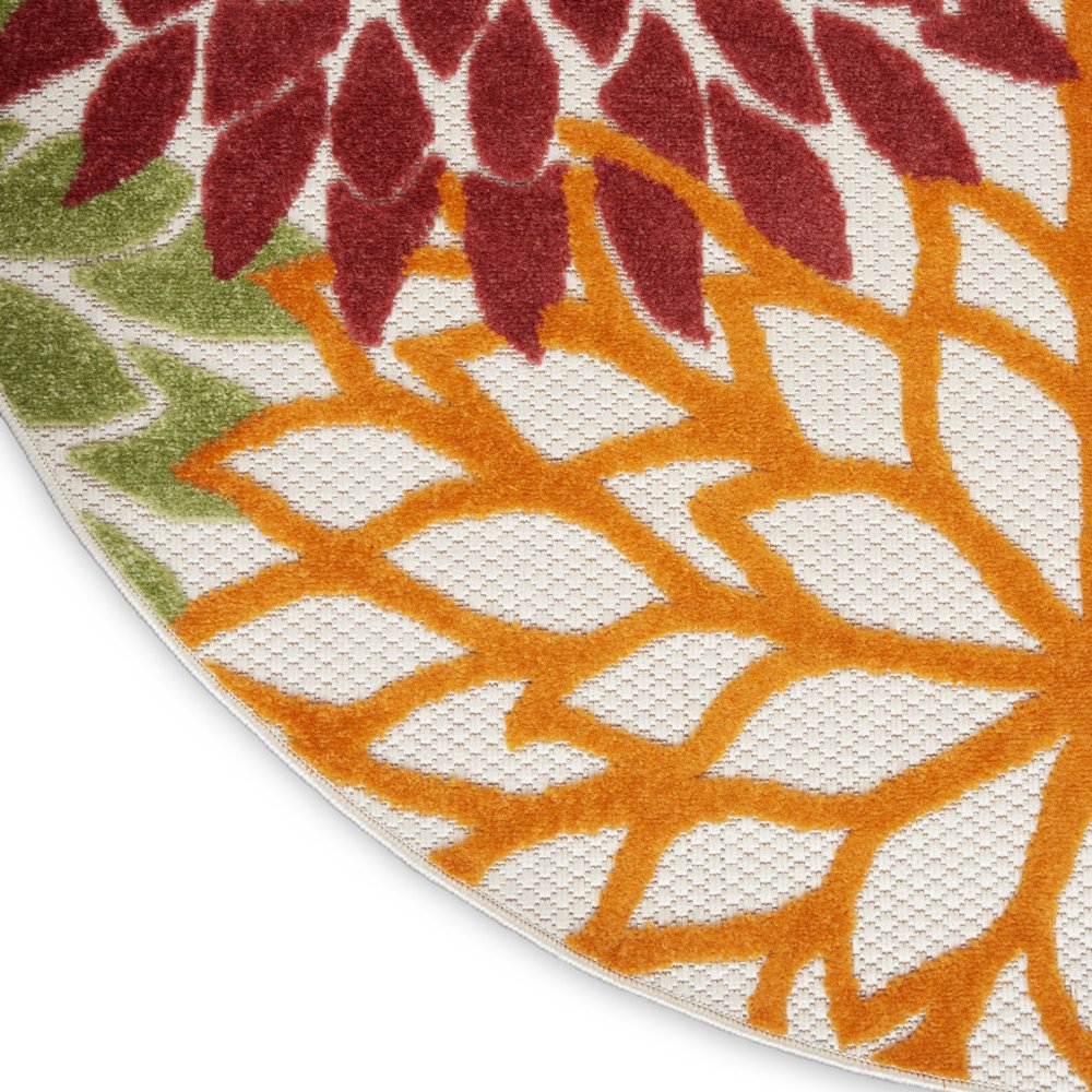 8' X 8' Red And Ivory Indoor Outdoor Area Rug