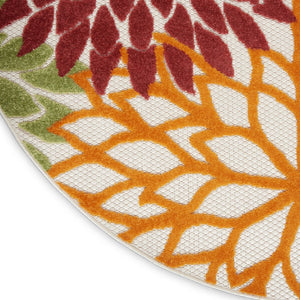 8' X 8' Red And Ivory Indoor Outdoor Area Rug