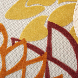 8' X 8' Red And Ivory Indoor Outdoor Area Rug