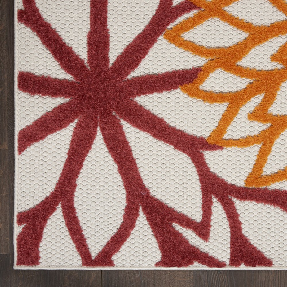 10' X 13' Red And Ivory Indoor Outdoor Area Rug