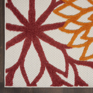 10' X 13' Red And Ivory Indoor Outdoor Area Rug