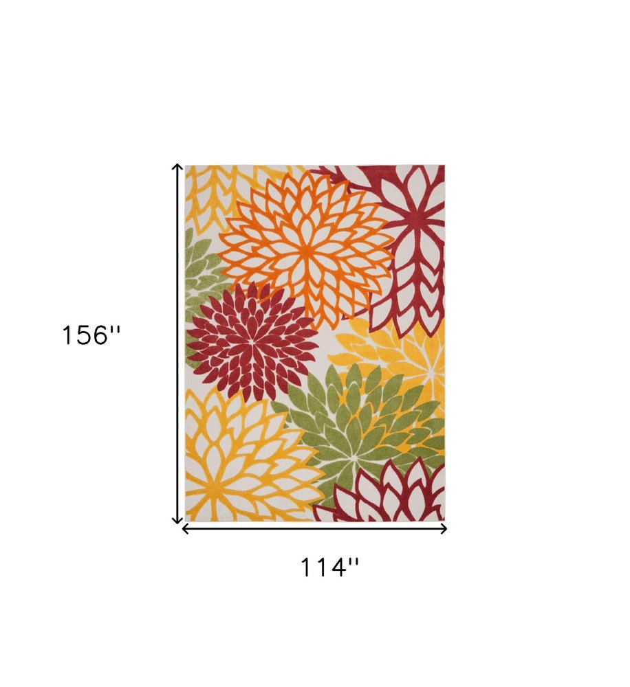 10' X 13' Red And Ivory Indoor Outdoor Area Rug