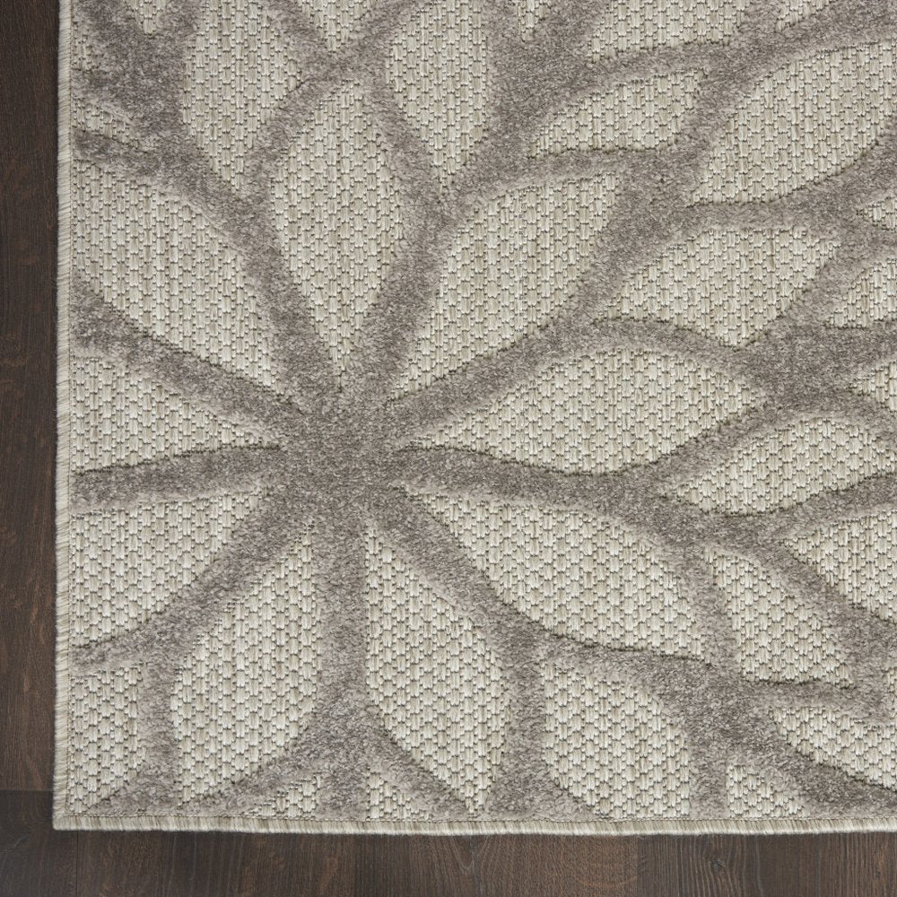 10' X 13' Silver Grey Floral Non Skid Indoor Outdoor Area Rug