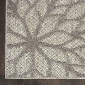 10' X 13' Silver Grey Floral Non Skid Indoor Outdoor Area Rug