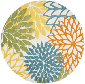 8' X 8' Blue And Ivory Indoor Outdoor Area Rug