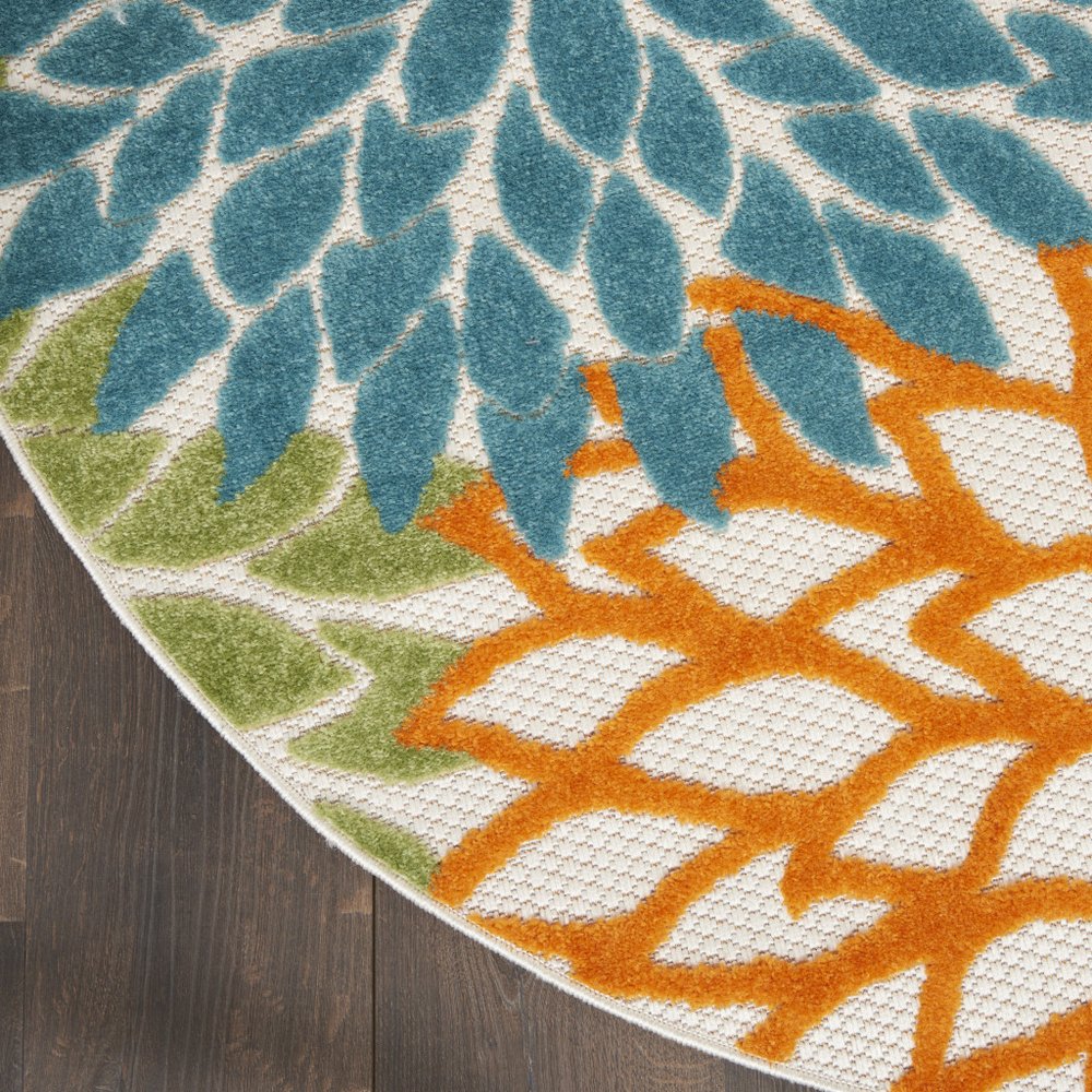8' X 8' Blue And Ivory Indoor Outdoor Area Rug