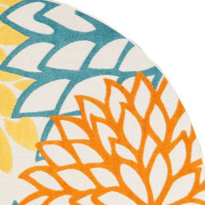 8' X 8' Blue And Ivory Indoor Outdoor Area Rug