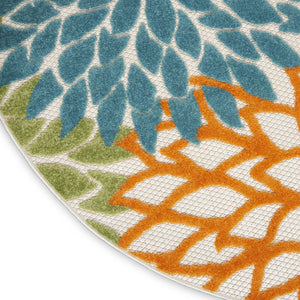 8' X 8' Blue And Ivory Indoor Outdoor Area Rug