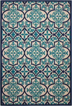 10' X 13' Blue And Ivory Indoor Outdoor Area Rug