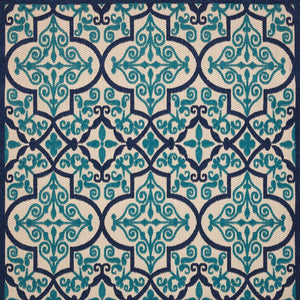 10' X 13' Blue And Ivory Indoor Outdoor Area Rug