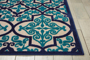 10' X 13' Blue And Ivory Indoor Outdoor Area Rug