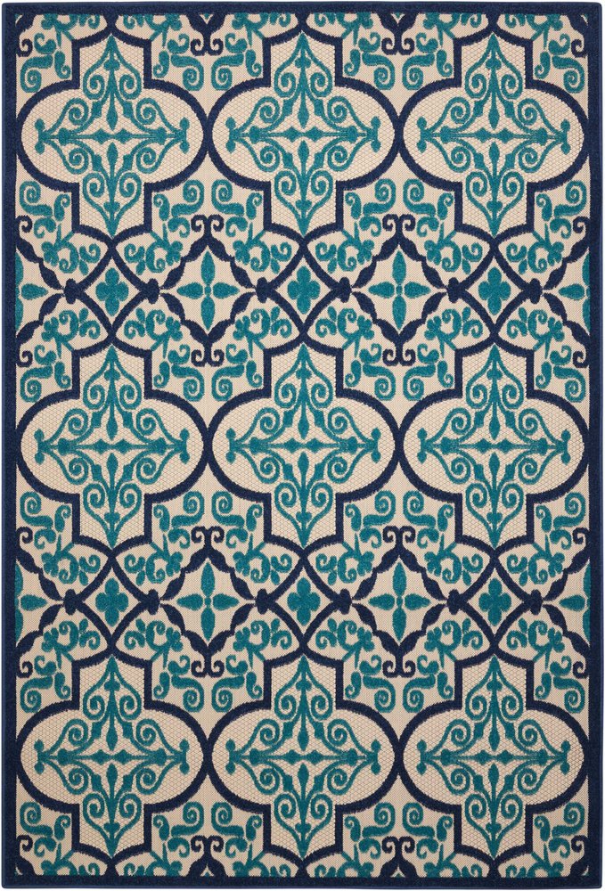 10' X 13' Blue And Ivory Indoor Outdoor Area Rug
