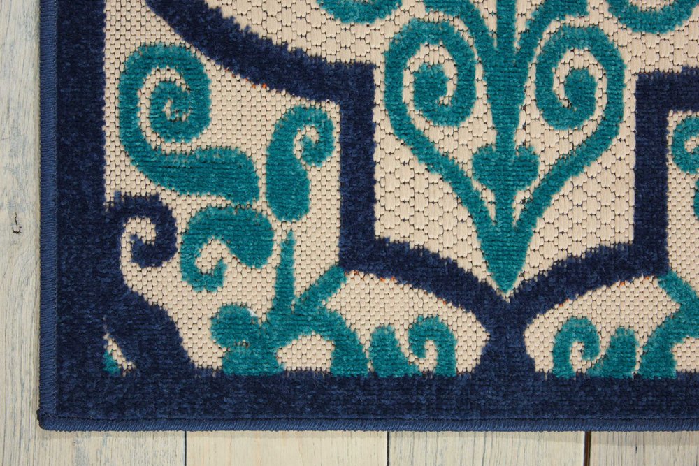 10' X 13' Blue And Ivory Indoor Outdoor Area Rug