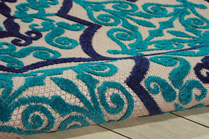 10' X 13' Blue And Ivory Indoor Outdoor Area Rug
