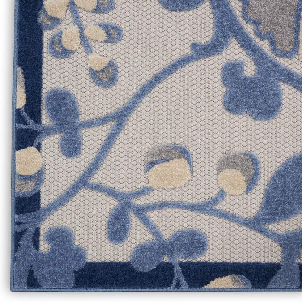 12' X 15' Blue And Gray Indoor Outdoor Area Rug