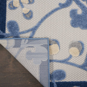 6' Blue And Gray Indoor Outdoor Runner Rug