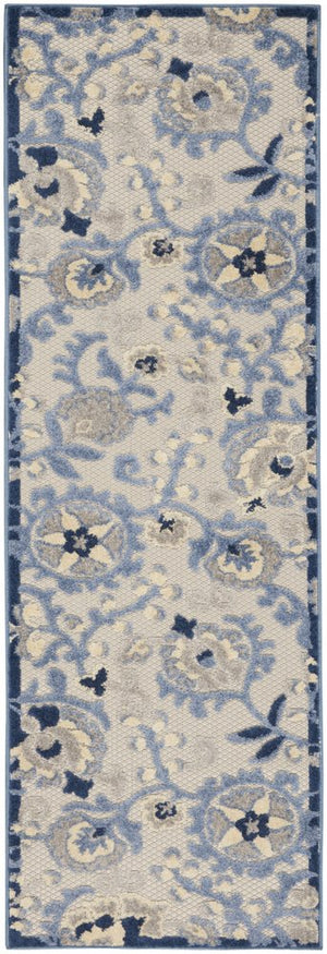 6' Blue And Gray Indoor Outdoor Runner Rug