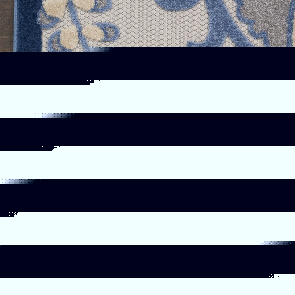 6' Blue And Gray Indoor Outdoor Runner Rug
