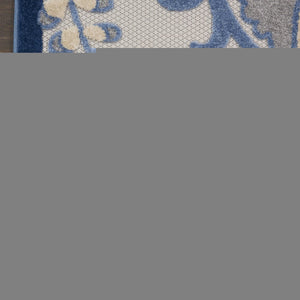 6' Blue And Gray Indoor Outdoor Runner Rug