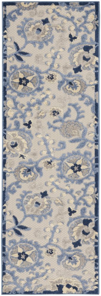 6' Blue And Gray Indoor Outdoor Runner Rug