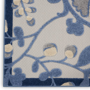 10' Blue And Gray Indoor Outdoor Runner Rug