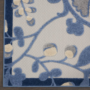 12' Blue And Gray Indoor Outdoor Runner Rug