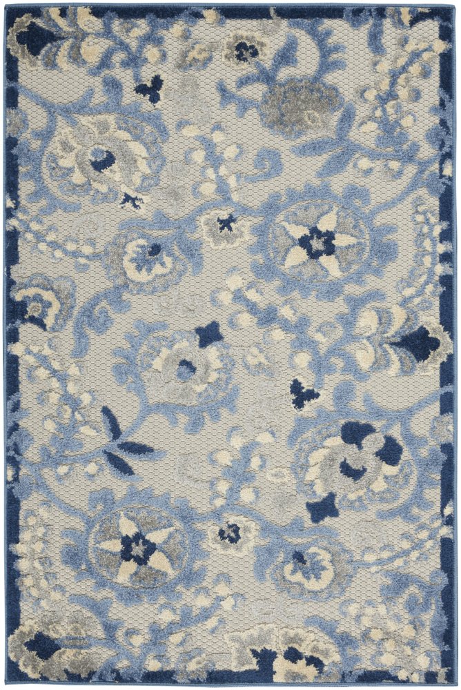 3' X 4' Blue And Gray Indoor Outdoor Area Rug