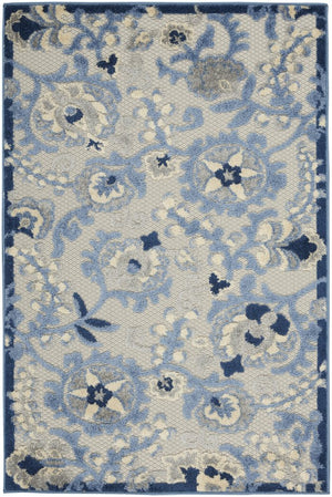 3' X 4' Blue And Gray Indoor Outdoor Area Rug