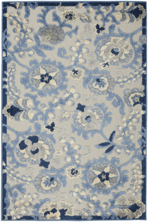 3' X 4' Blue And Gray Indoor Outdoor Area Rug
