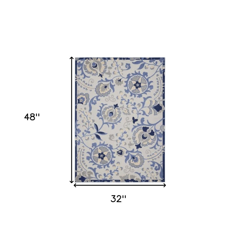 3' X 4' Blue And Gray Indoor Outdoor Area Rug