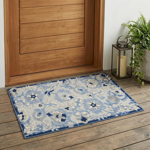 3' X 4' Blue And Gray Indoor Outdoor Area Rug