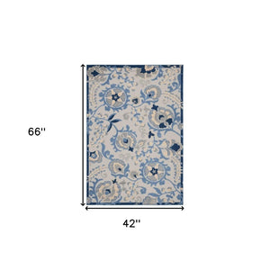 4' X 6' Blue And Gray Indoor Outdoor Area Rug